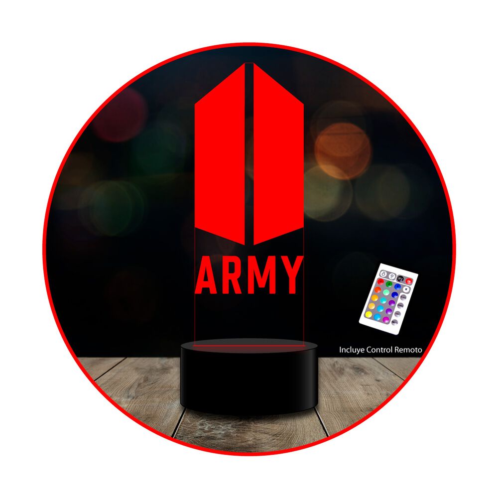 Lampara 3d Army Bts 16 Colores Intercam Control Remoto image number 1.0