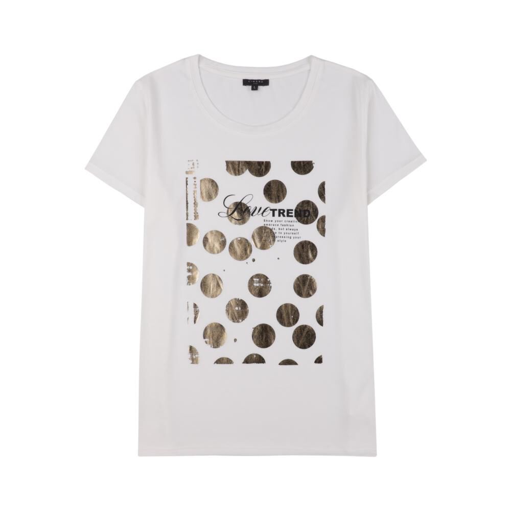 Polera Lisa Print Delantero Manga Corta Cuello Redondo Mujer Kimera image number 0.0