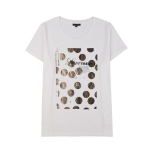 Polera Lisa Print Delantero Manga Corta Cuello Redondo Mujer Kimera