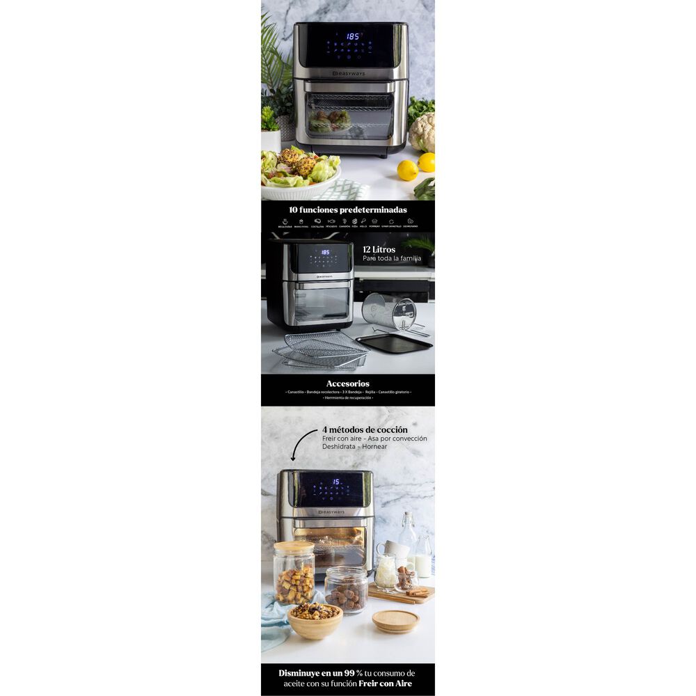 Freidora De Aire Horno Air Fryer Plus Lite 12 L Easyways image number 8.0