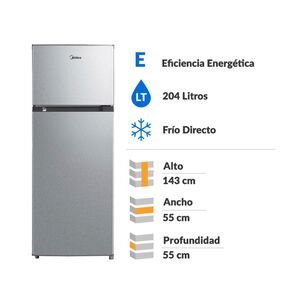 Refrigerador Top Freezer Midea MDRT294FGE50 / Fr&iacute;o Directo / 204 Litros / E