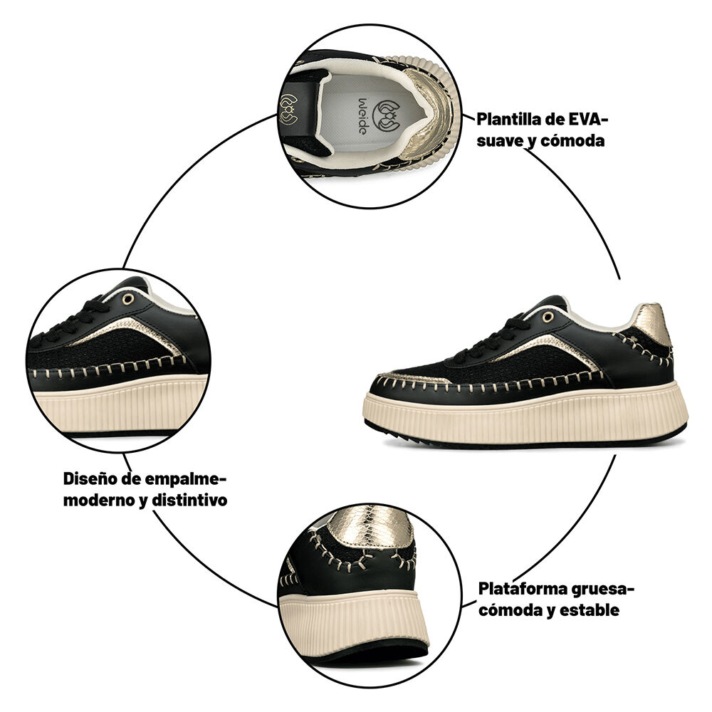 Zapatillas Urbanas Casual Cordones Mujer Weide Hx520 image number 7.0