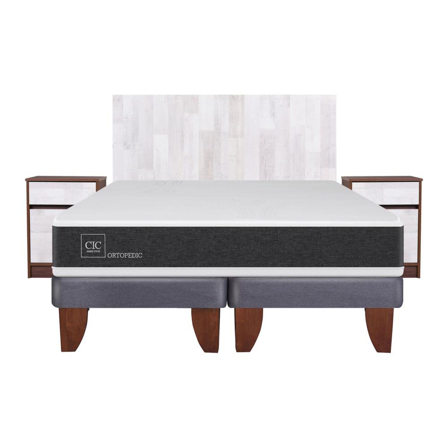 Cama Europea Cic New Ortopedic / King / Base Dividida + Set de Maderas Legno image number 0.0