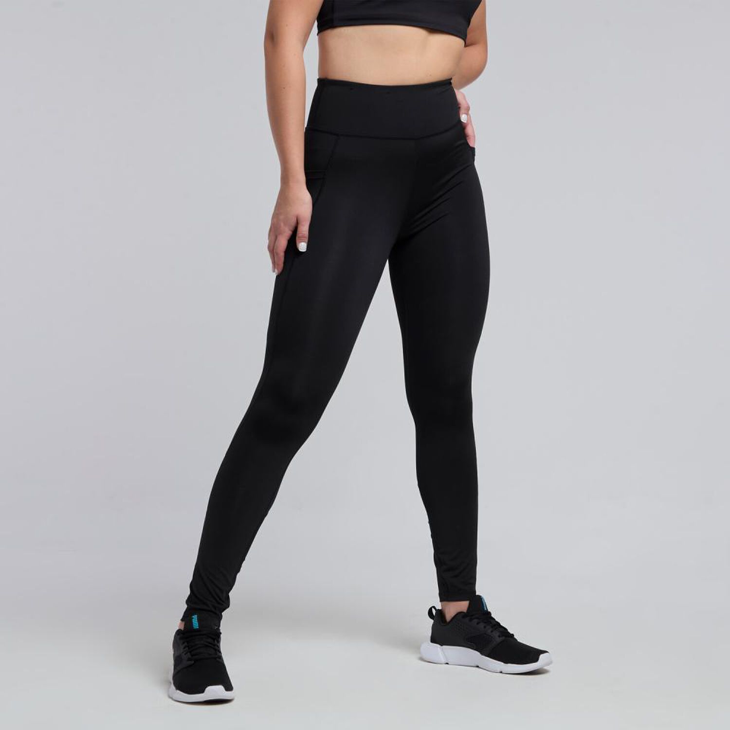 Calza Deportiva Lisa Tiro Alto Regular Mujer Wetland image number 2.0