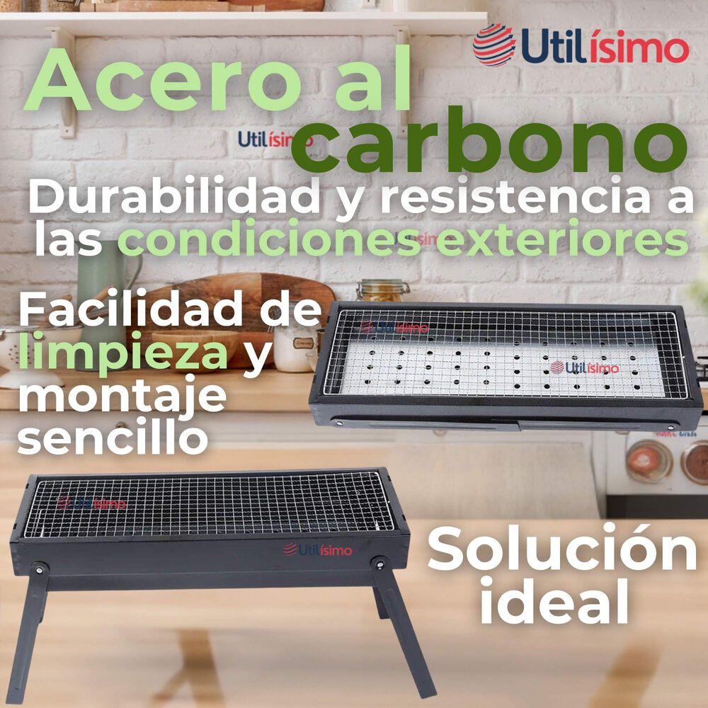 Mini Parrillera De Carbón Plegable Portátil Acero image number 7.0