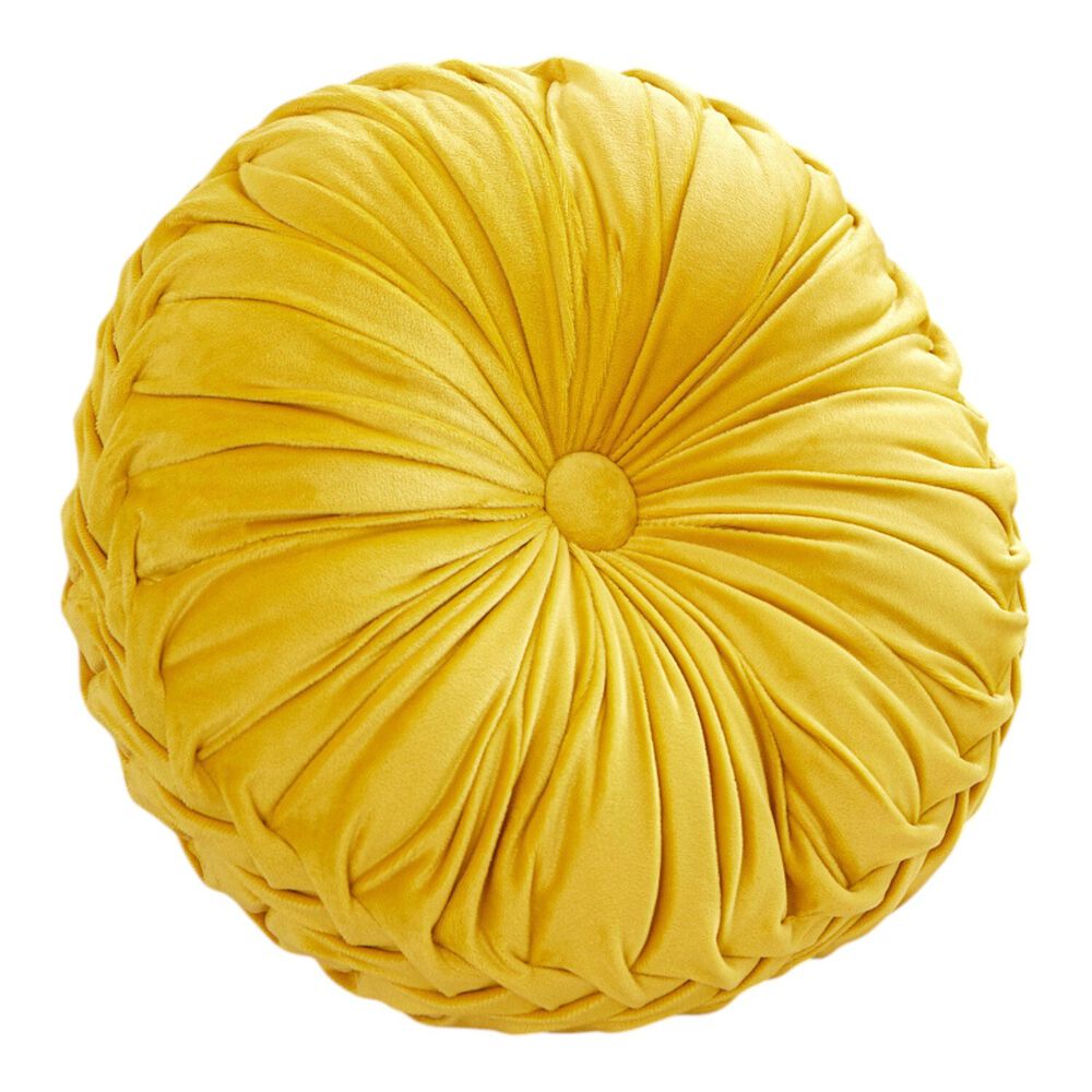 Cojin Redondo De Terciopelo Decorativo Elegante 37cm Amarillo Crt-5 image number 0.0