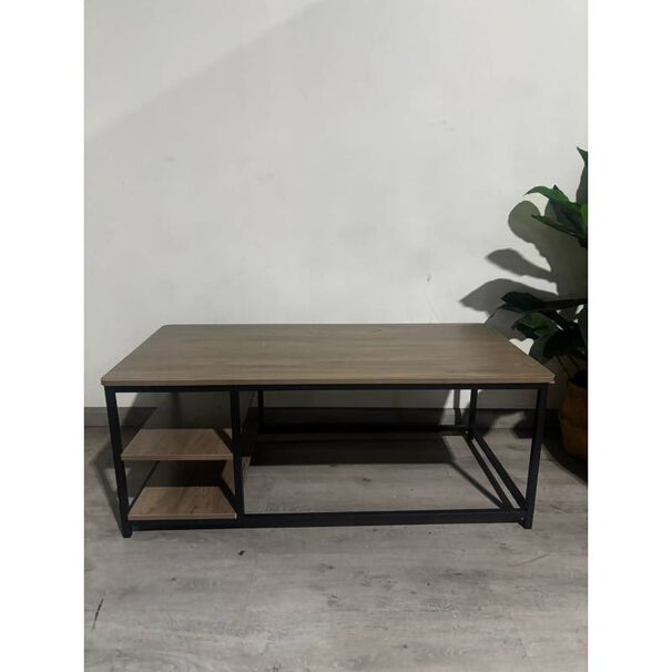 Mesa De Centro Bego&ntilde;a Rectangular Melamina Estructura Met&aacute;lica