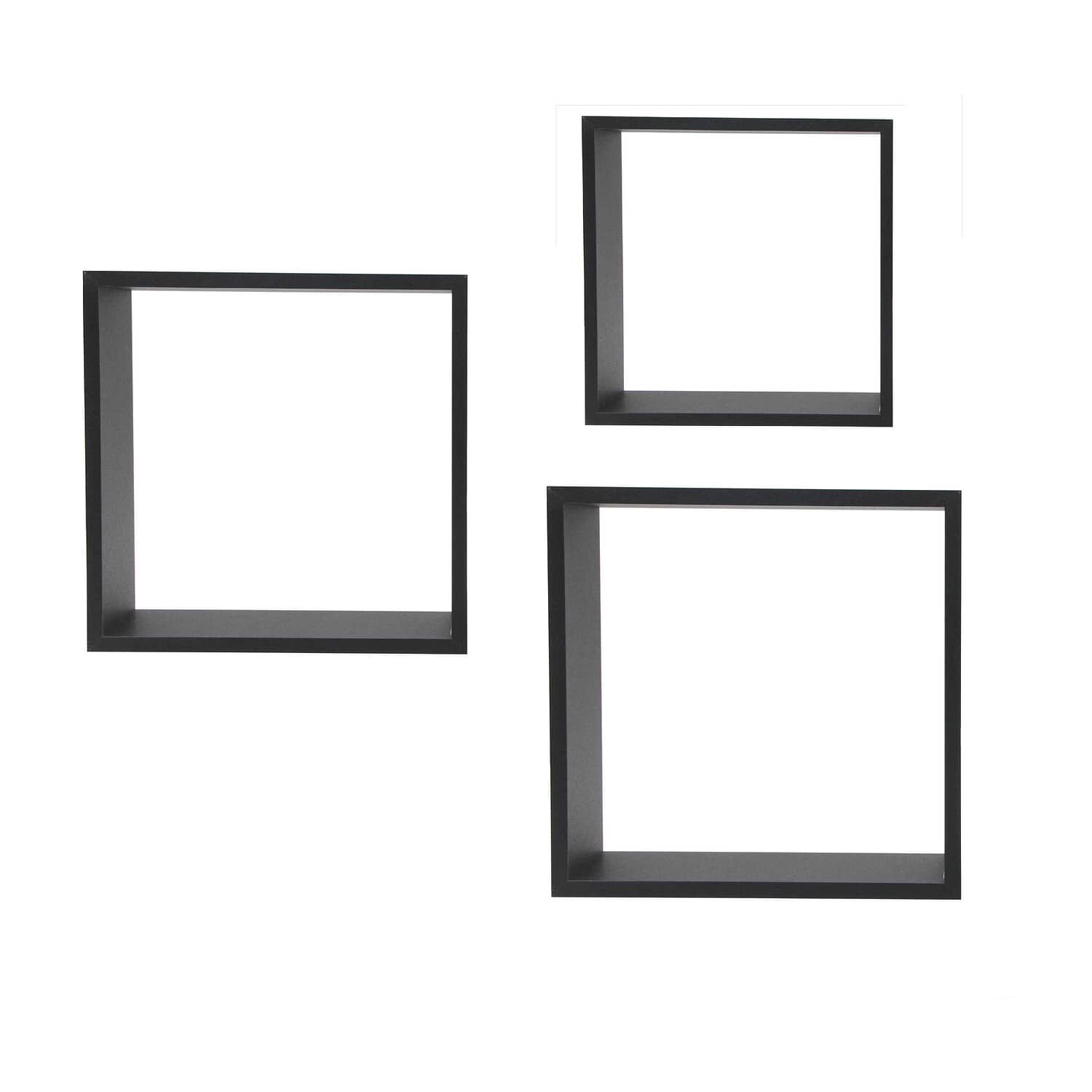 Set De 3 Cubos Madera Negro 30x30x12 - 27x27x12 - 24x24x12 Cm Vgo image number 0.0