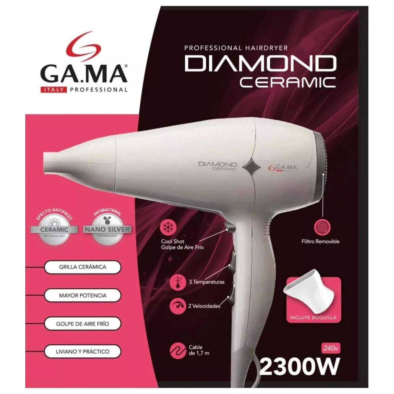 Secador De Pelo 2300w 3temp 2vel Diamond St Gama image number 2.0