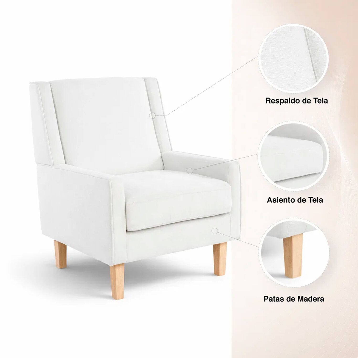 Sill&oacute;n Elegance Home En Tela Beige image number 4.0