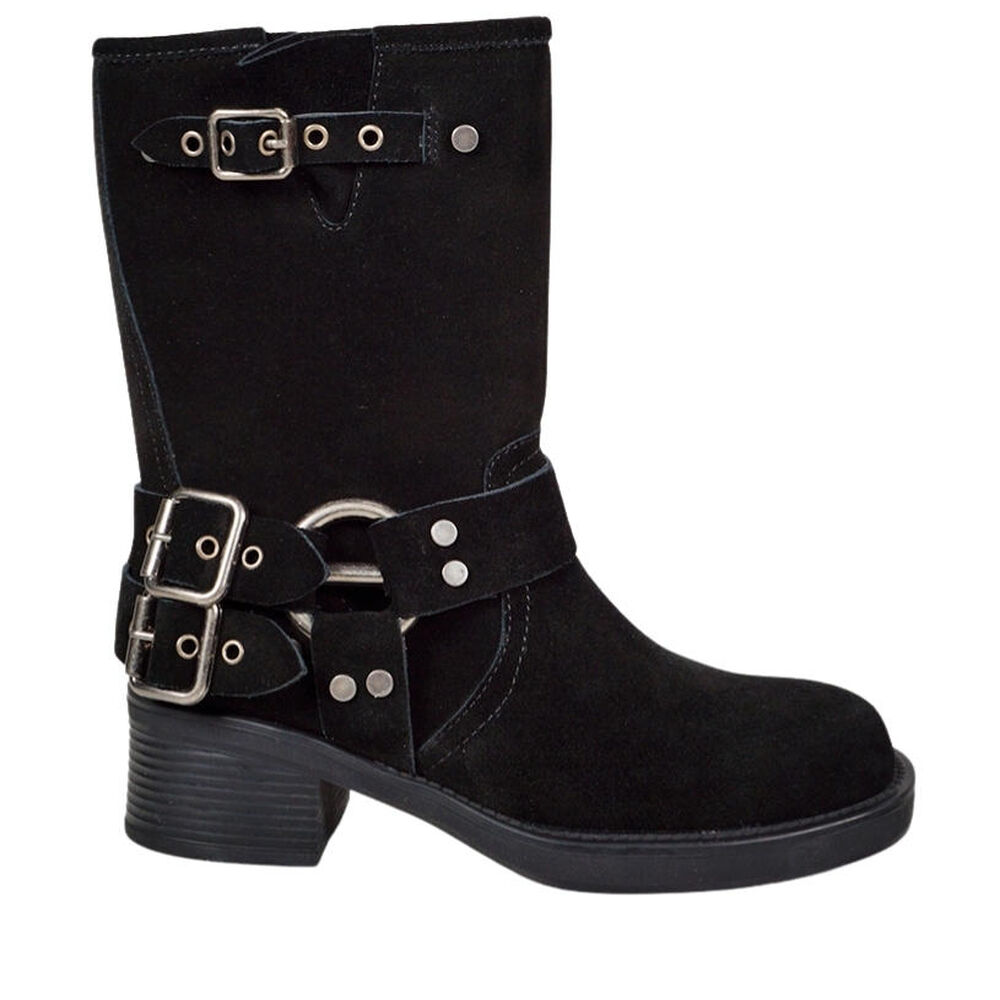 Bota Botín Cuero Biker Negro image number 0.0
