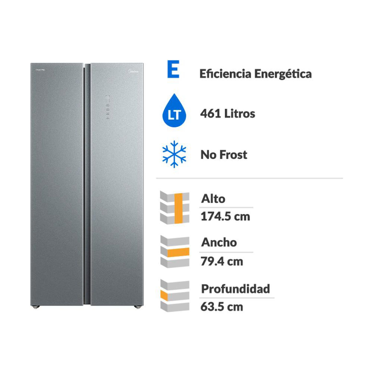 Refrigerador Side By Side Midea Mdrs629fge50 / No Frost / 461 Litros / E image number 1.0