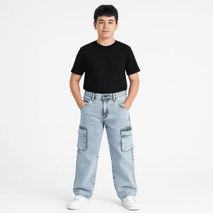 Pantalón Jeans Cargo Niño Denim Estilo Urbano