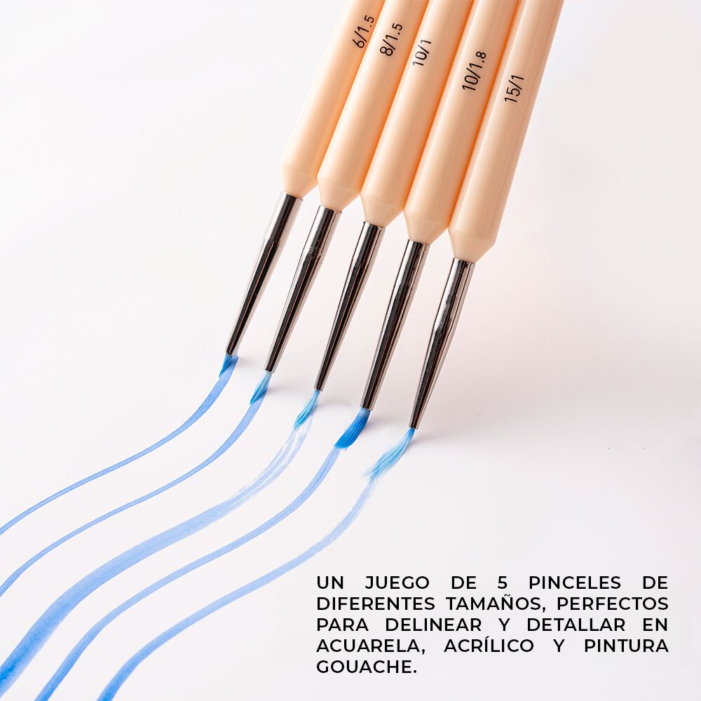 Himi Set De 5 Pinceles Detalles O Delineado Amarillo image number 3.0