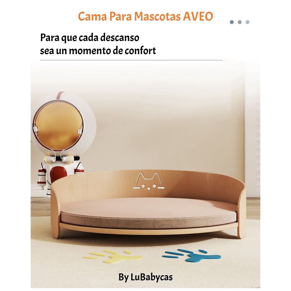 Cama Para Mascotas Madera Colch&oacute;n 53x53cm Aveo By Lubabycas image number 5.0