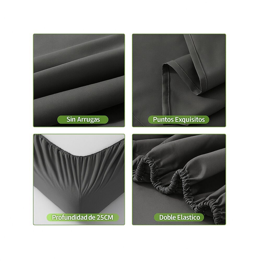 Juego De S&aacute;bana 200 Hilos 2 Plazas 4 Piezas Variedad Colores image number 16.0