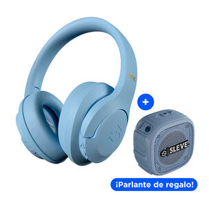Aud&iacute;fonos Sleve Pulse ANC 2Gen Sky Blue + Parlante Bluetooth Sleve Boom Mini Blue Sky