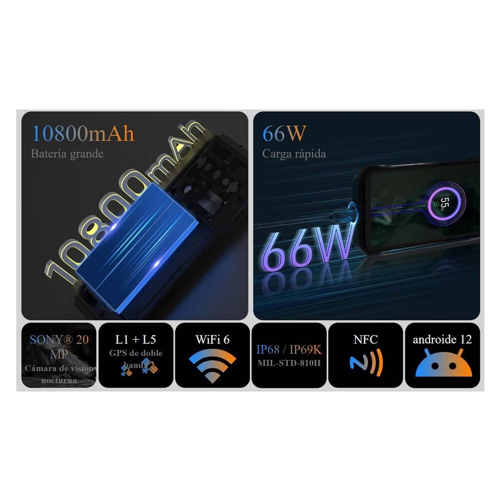 Celular Rugged Doogee V30t Resistente A Golpes, Polvo, Humedad Y Agua / C&aacute;mara Con Visi&oacute;n Nocturna, Carga R&aacute;pida 66.0w / Graba Videos En 4k image number 3.0