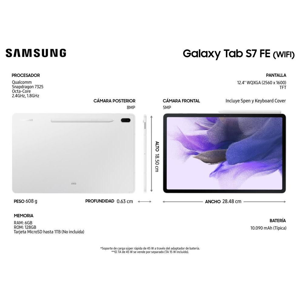 Tablet 12.4" Samsung Galaxy Tab S7 FE / 6 GB RAM / 128 GB image number 8.0