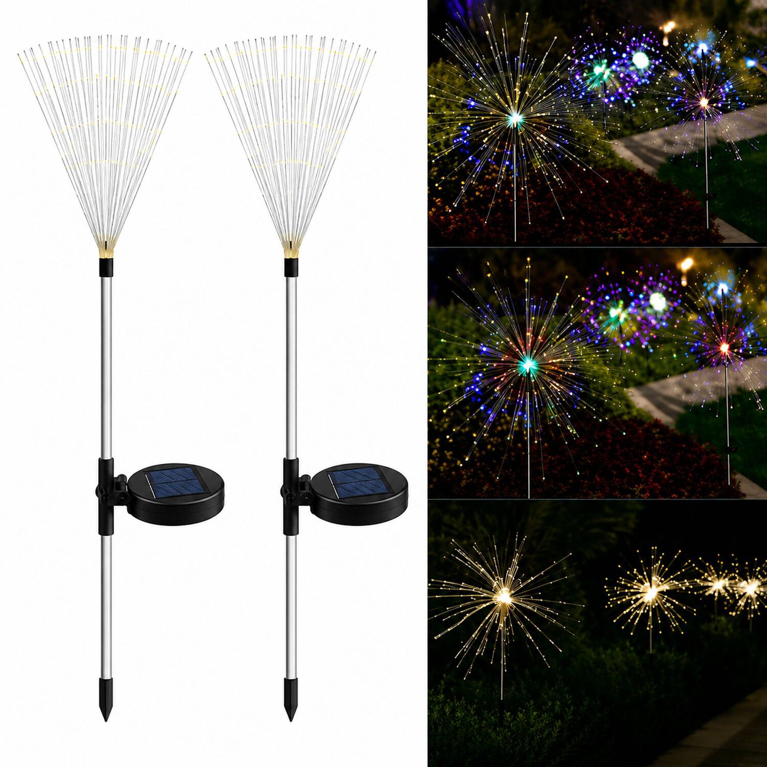 Pack X2 Luces Multicolor Solares Micro Led Fuego Artificial image number 0.0