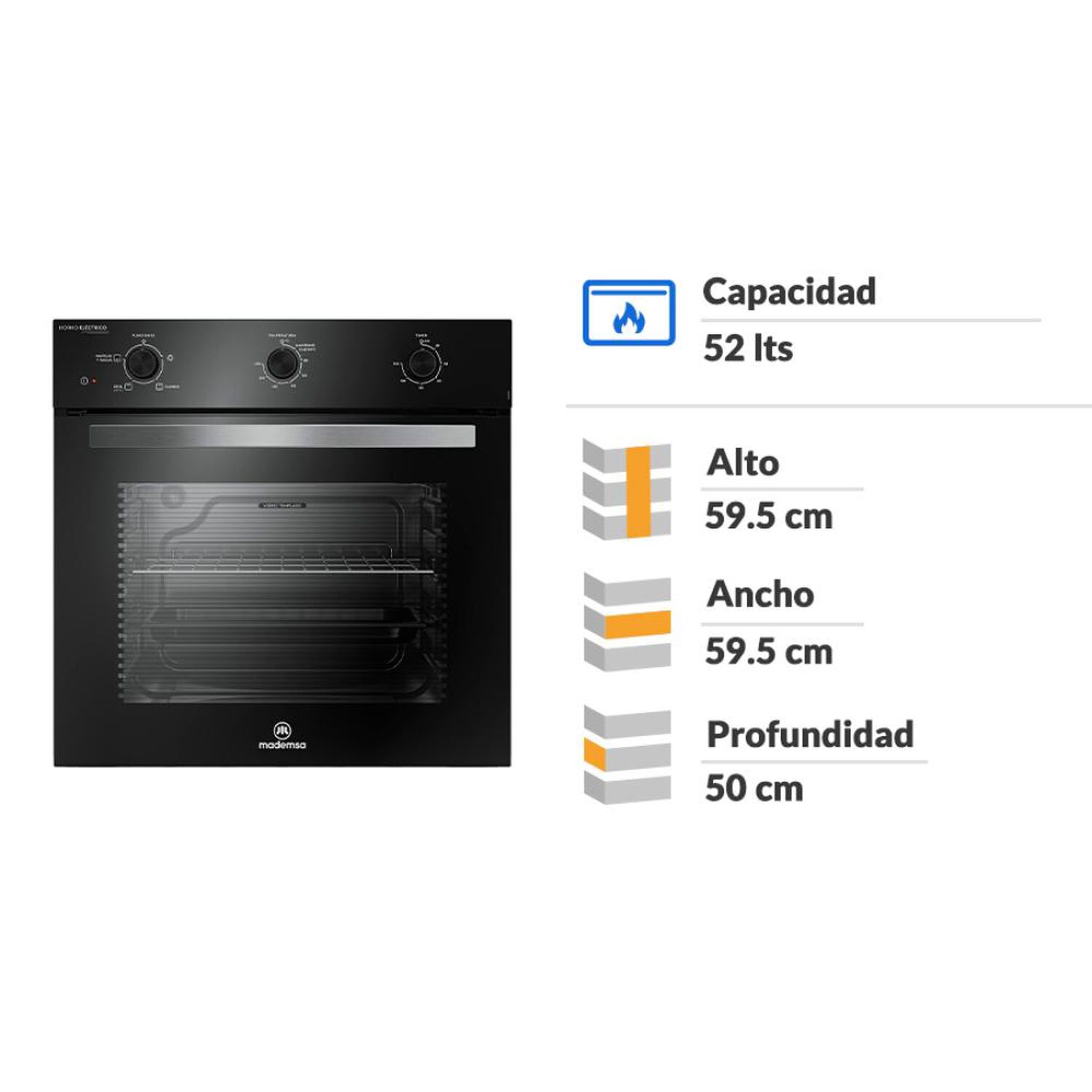 Horno Empotrado Mademsa Om6tb / 52 Litros image number 1.0