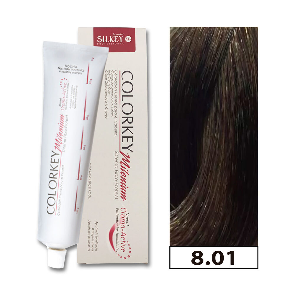 Tinte Permanente Colorkey Millenium Silkey 120gr 8.01 Rubio Claro Ceniza Suave + Oxidante image number 0.0