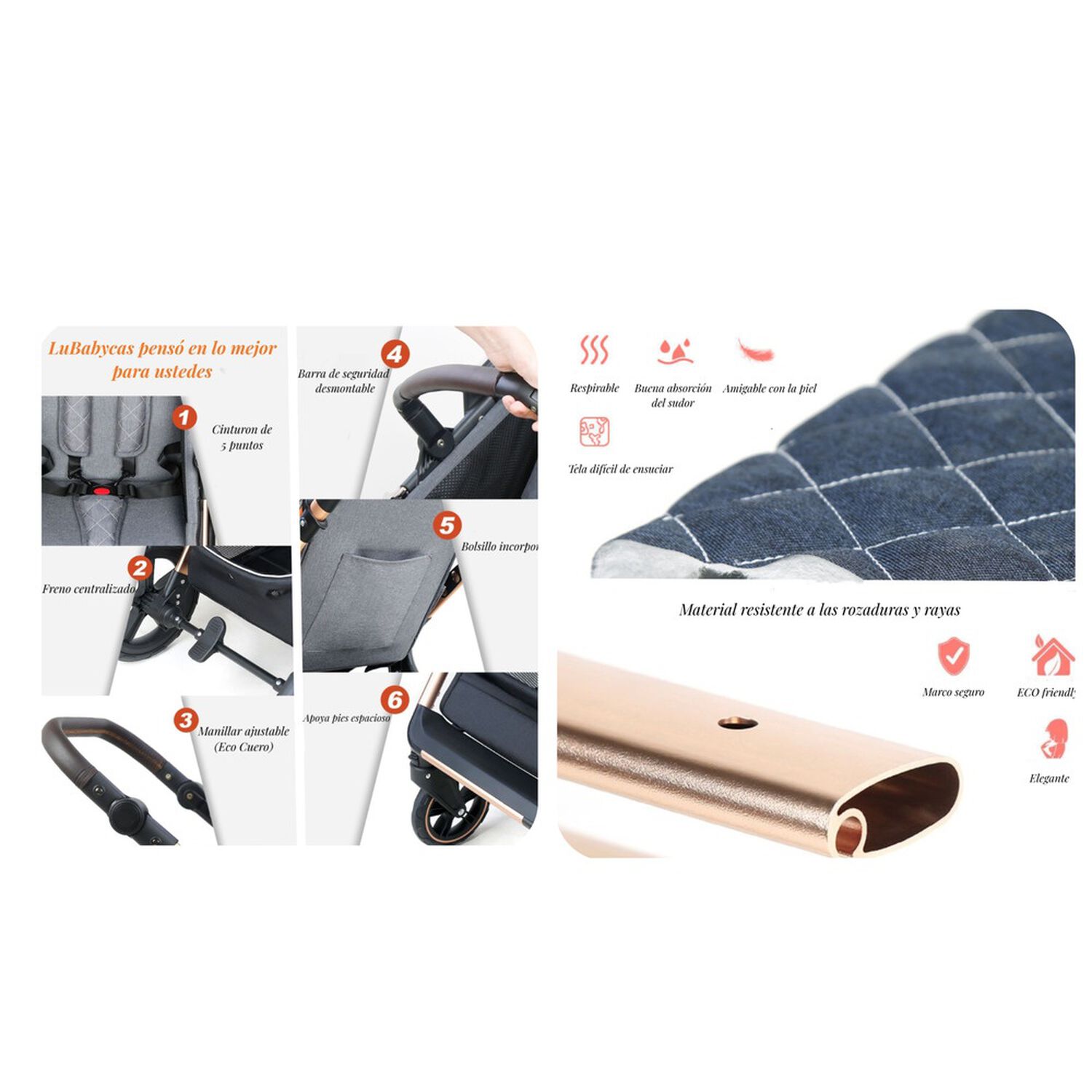 Coche Travel System Con Accesorios Lubabycas X1 Rosado image number 3.0