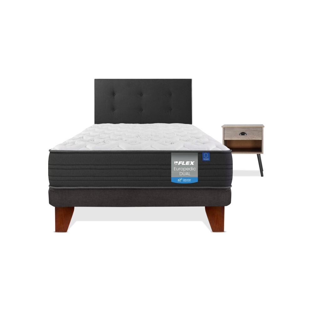 Cama Europea Flex Europedic Dual / 1 Plaza / Base Normal + Set De Maderas image number 0.0