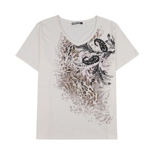 Polera Lisa Con Estampado Manga Corta Cuello V Mujer Lesage