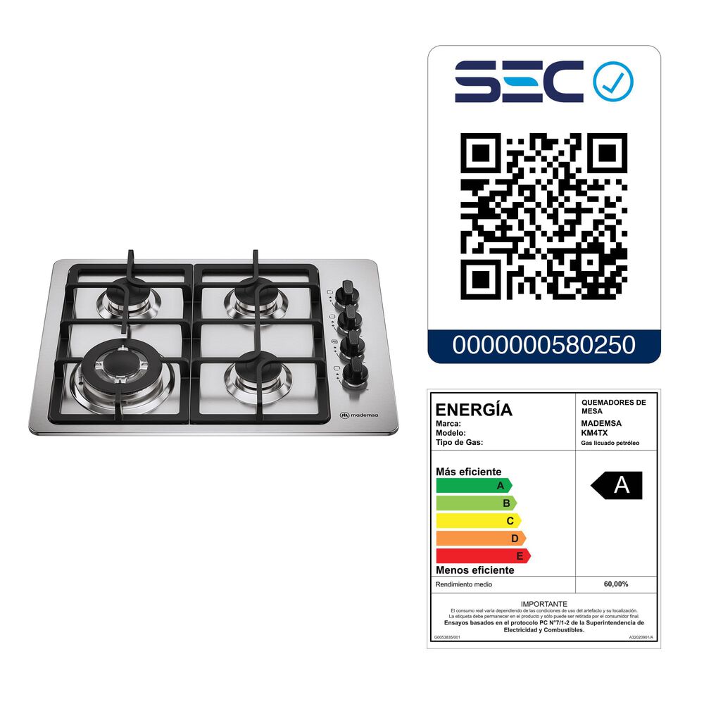 Kit Empotrable Horno Om6tx + Encimera Km4tx + Campana Dm6ss image number 14.0