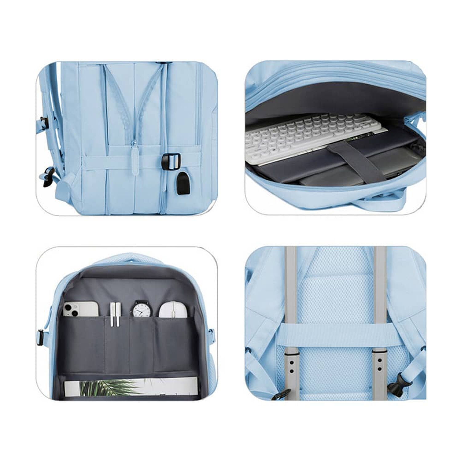 Mochila De Viaje Expandible 39 L Celeste Titanfit image number 5.0