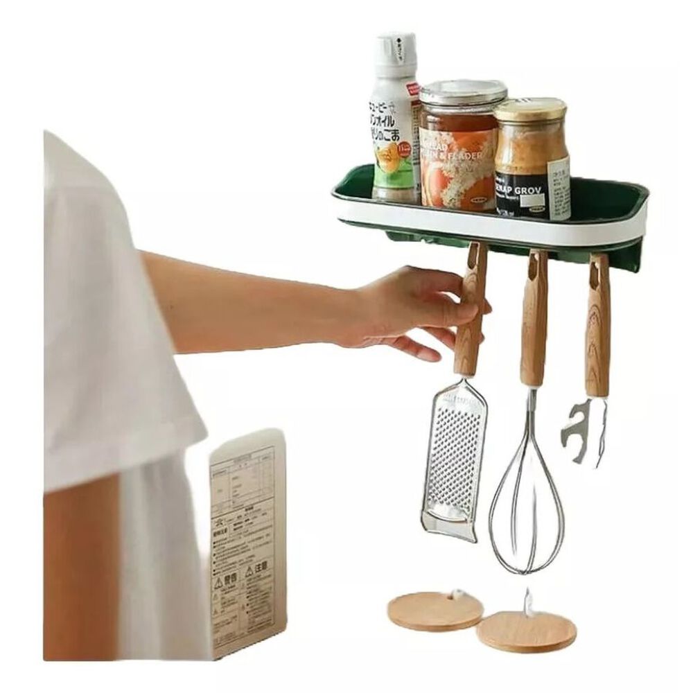 Estante Adhesivo Con Ganchos Colgar Organizador Cocina Baño image number 4.0