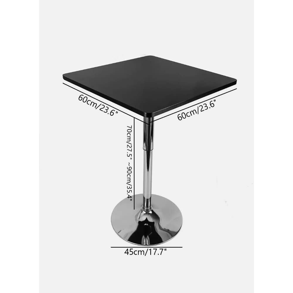 Mesa Bar De Altura Regulable Cuadrada 60 Cm Mdf Color Negro image number 2.0