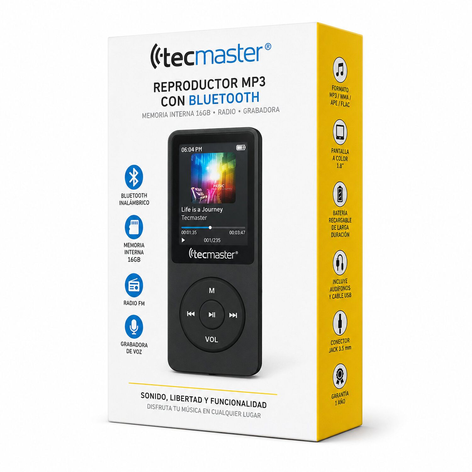 Reproductor Mp3 16gb Bluetooth 5.0 Tecmaster Tm-300523 Negro image number 7.0