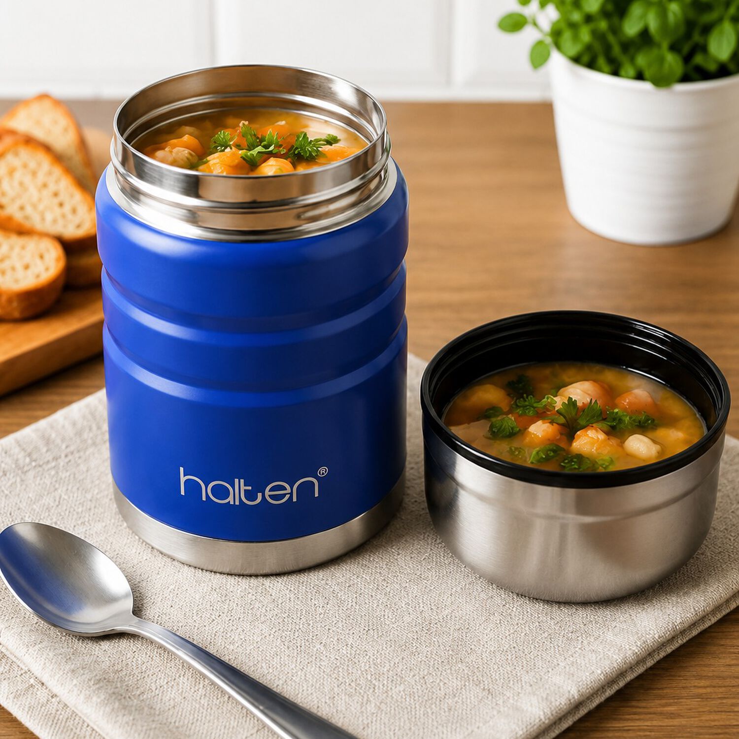 Termo De Comida Acero Inox 750 Ml Marca Halten Color Azul Electrico image number 6.0