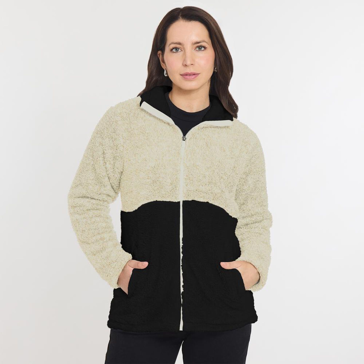 Poler&oacute;n Bicolor Fleece Regular Cuello Alto Mujer Geeps image number 0.0