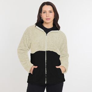 Polerón Bicolor Fleece Regular Cuello Alto Mujer Geeps