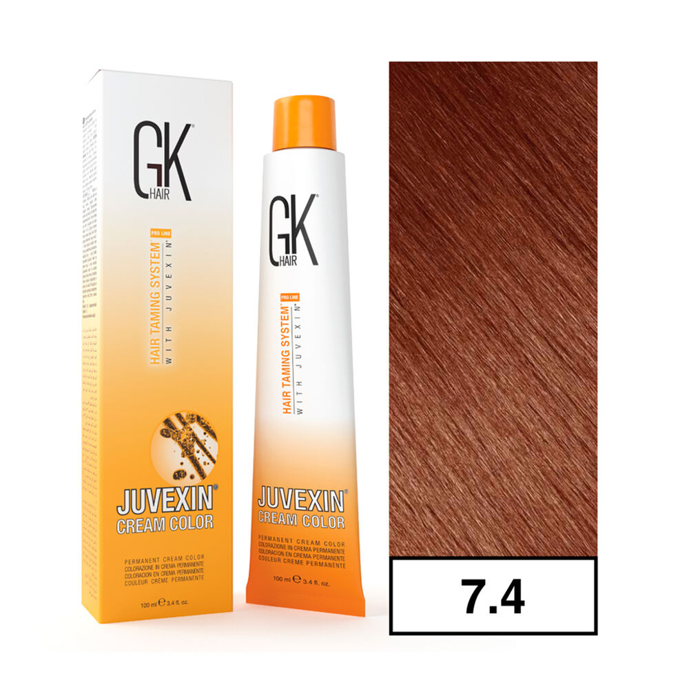 Gkhair - Tintura Cream Color Permanente Vegana 100ml + Oxidante - 7.4 Rubio Cobrizo image number 0.0