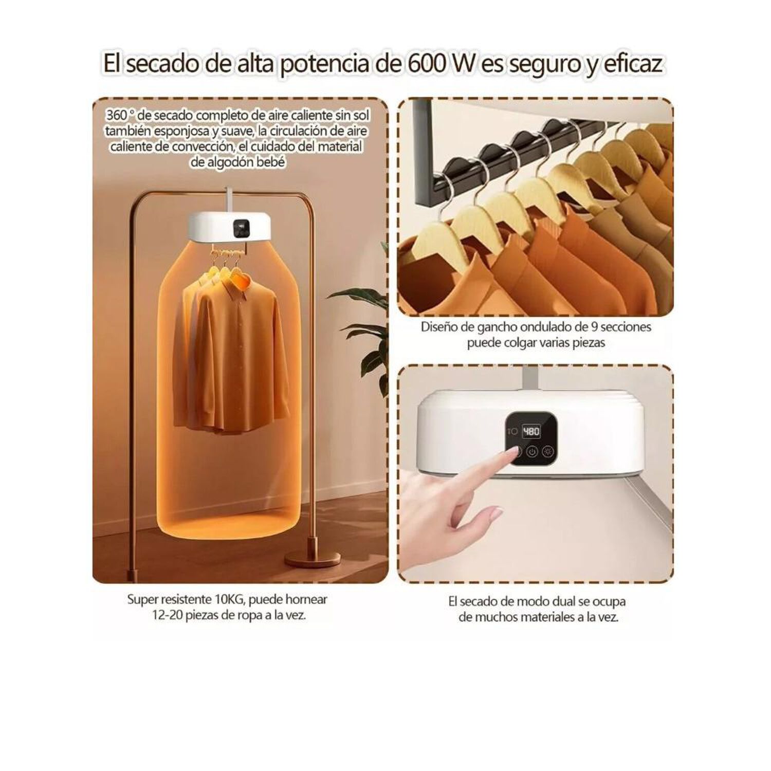 Secador De Ropa Port&aacute;til &ndash; Capacidad De Carga 10 Kg image number 4.0