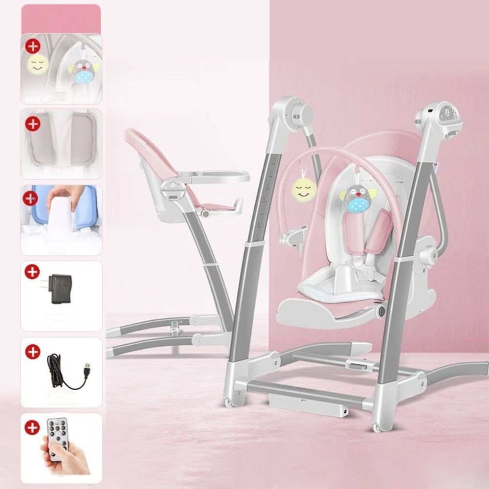 Silla De Comer Y Columpio Mecedor Lujoso Lubabycas Rosada image number 7.0