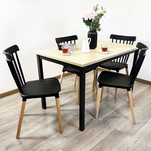 Juego De Comedor New York + 4 Sillas Windsor Negras