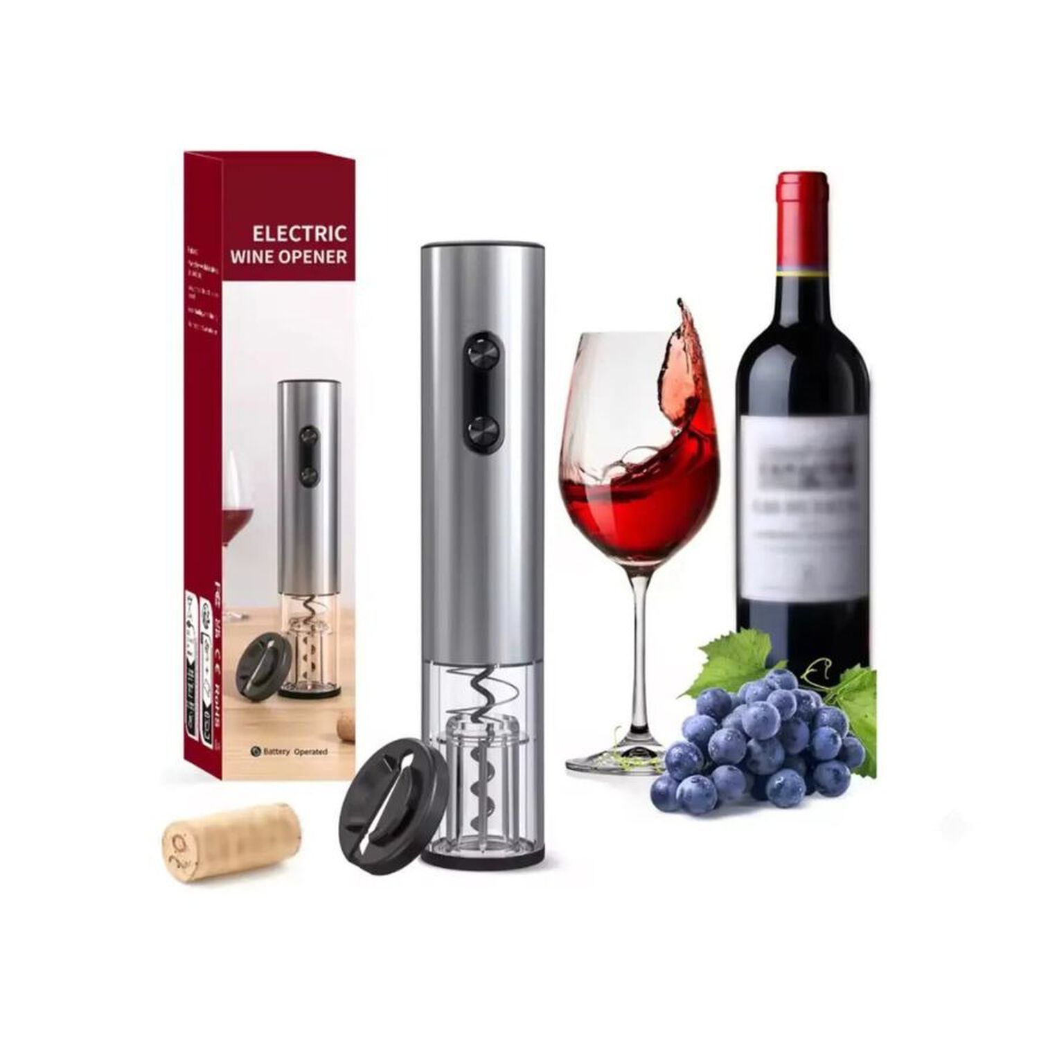 Sacacorchos El&eacute;ctrico Autom&aacute;tico Para Vino Acero Inoxidable Recargable Usb image number 3.0