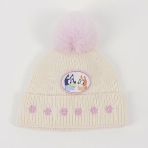 Gorro Con Pomp&oacute;n Ni&ntilde;a Flores Rosado Bingo & Bluey