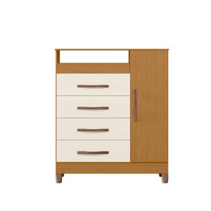 Comoda 4 Cajones 1 Puerta Turqueza Cinamomo Off White