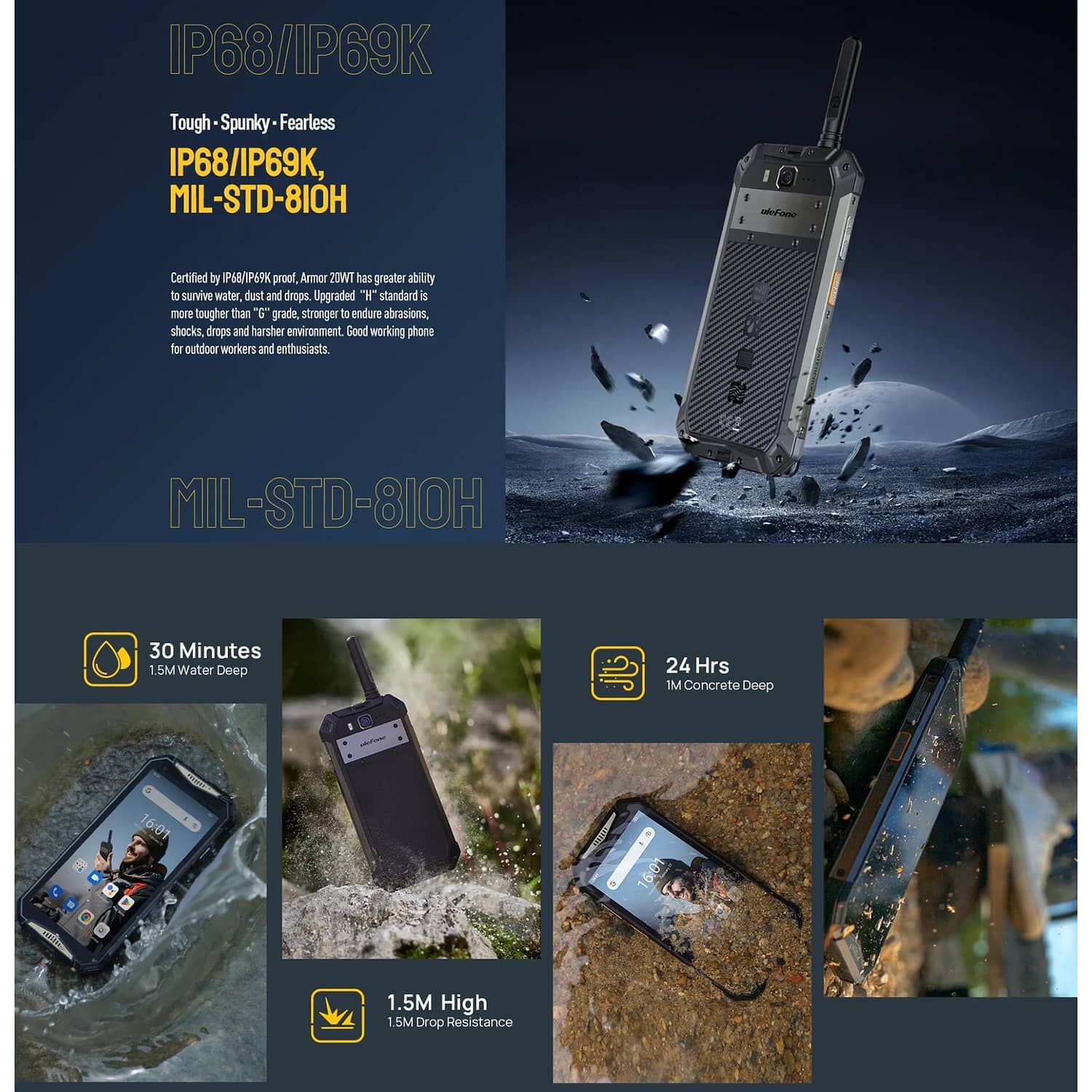 Celular Rugged Ulefone Armor 20wt Resistente A Golpes, Polvo, Humedad Y Agua / Walkie Talkie Dmr/uhf &ndash; Digital An&aacute;logo, Potente Parlante De 100 Db image number 7.0