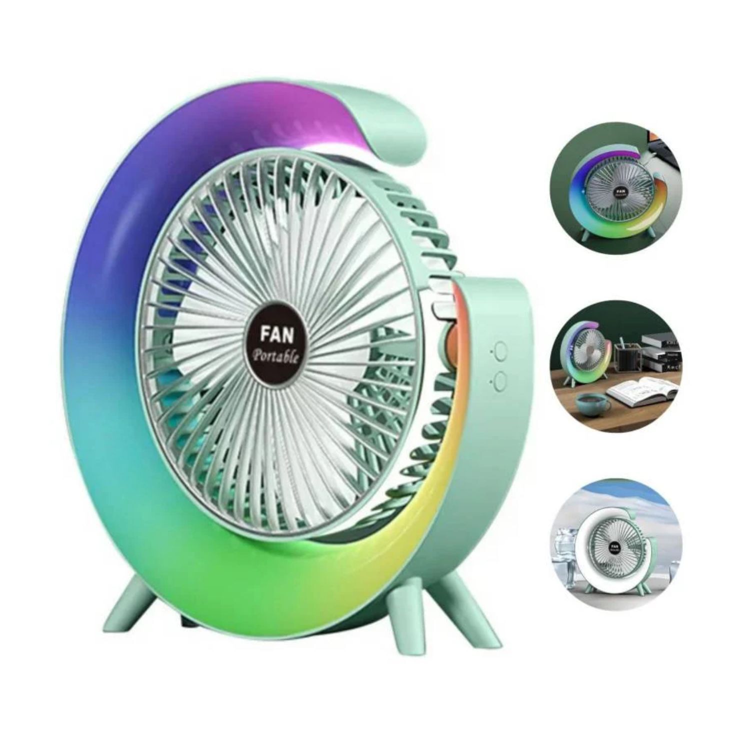 Ventilador De 3 Velocidades Para Escritorio Con Luces Rgb image number 0.0
