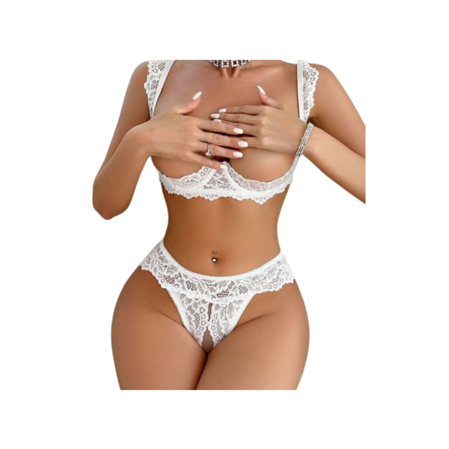 Lencer&iacute;a Ropa Interior Sexy Con Encaje De Contraste Aros 2pz image number 2.0