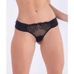 Colaless Lateral Drapeada Y Encaje Negro 2rios