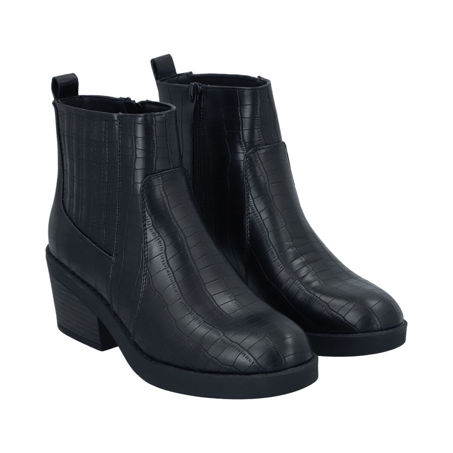 Botin Casual Mujer Negro Taco Medio Nani Police image number 2.0
