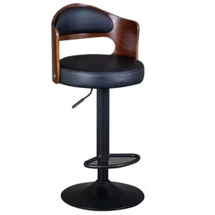 Pack 2 Sillas Bar De Luxe Madera Con Respaldo Boscco Negro/negro